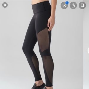 Black lululemon leggings with cute mesh detail
